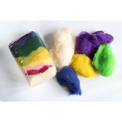 Assortiment laine de mouton cardée 10 couleurs
